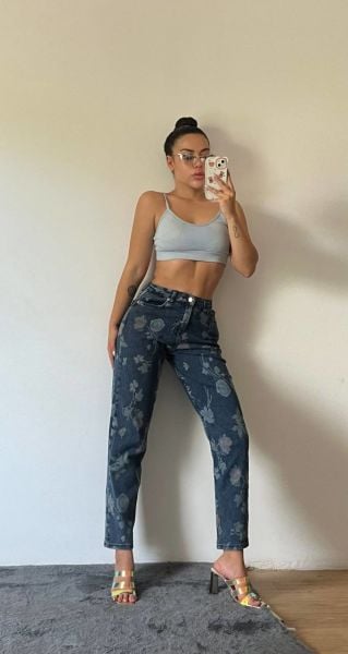 FULL LIKRALI DESENLI KOT PANTOLON