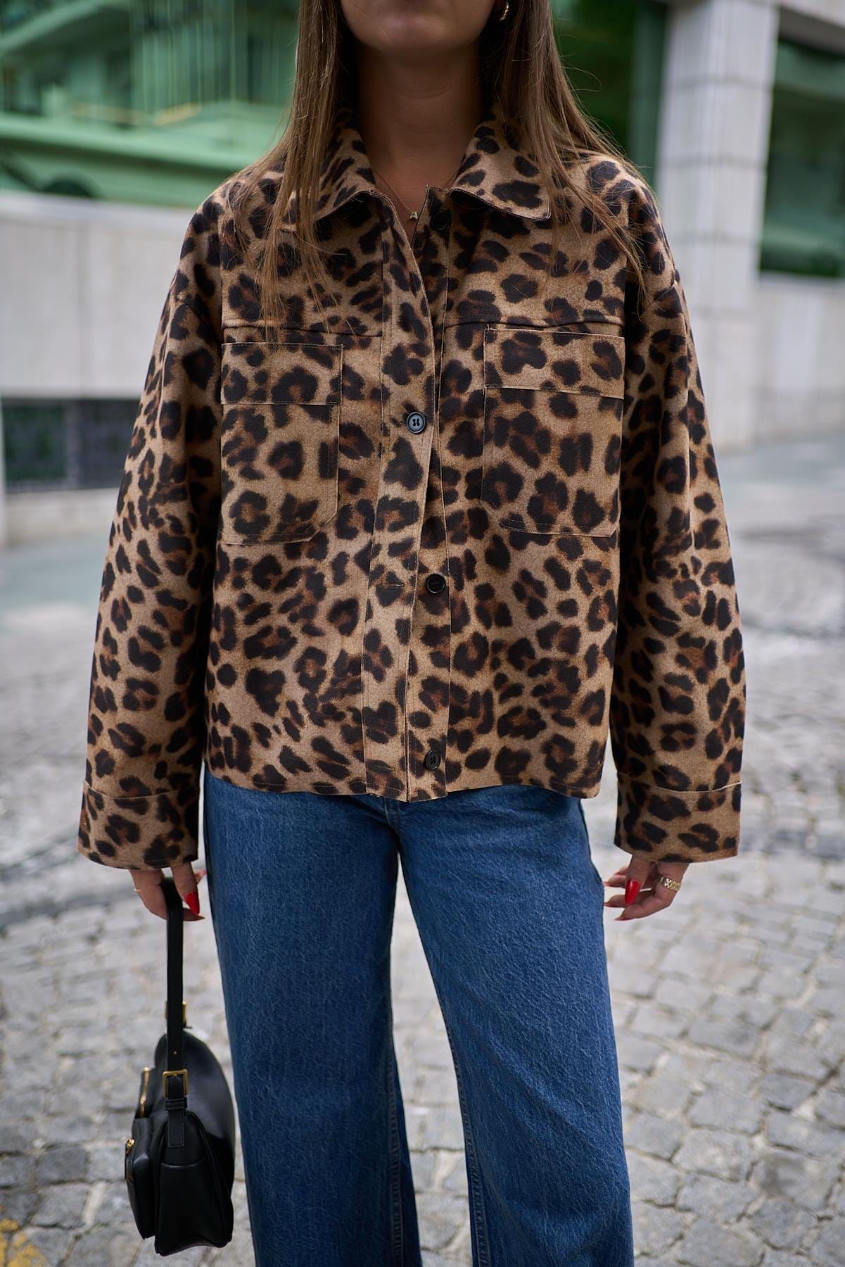 KAŞE LEOPAR DESENLİ GÖMLEK