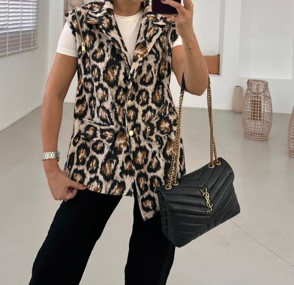 LEOPAR DESENLİ YELEK