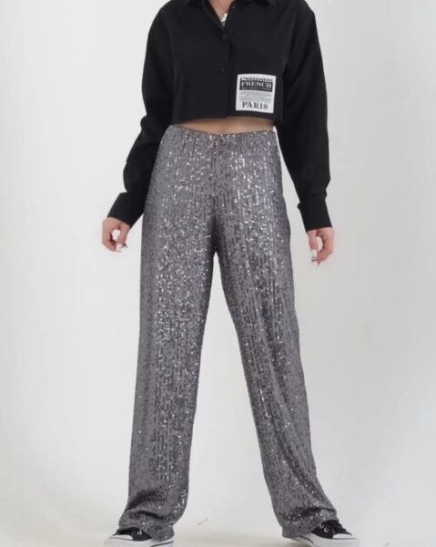 PAYET İŞLEMELİ PLAZZO PANTOLON