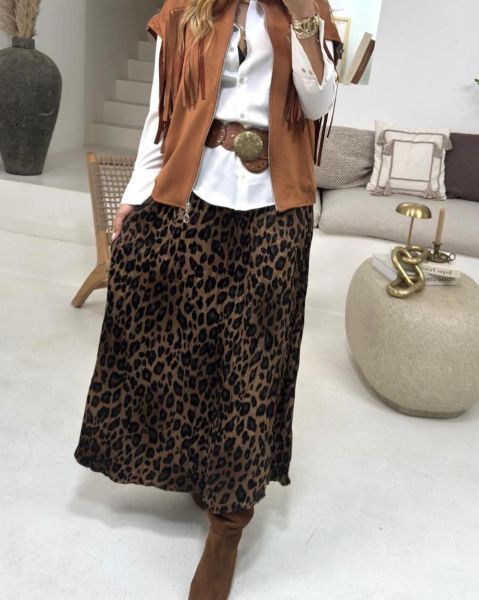 LEOPAR DESENLİ MAXİ BOY ETEK