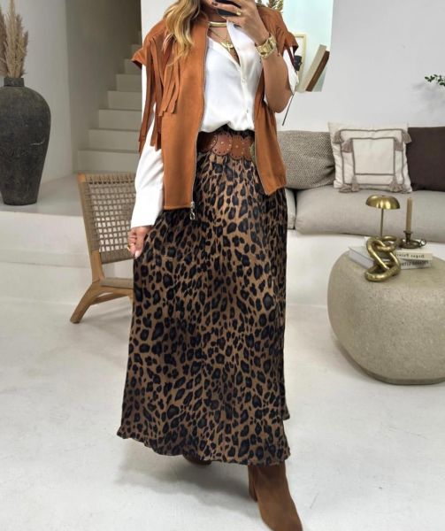 LEOPAR DESENLİ MAXİ BOY ETEK