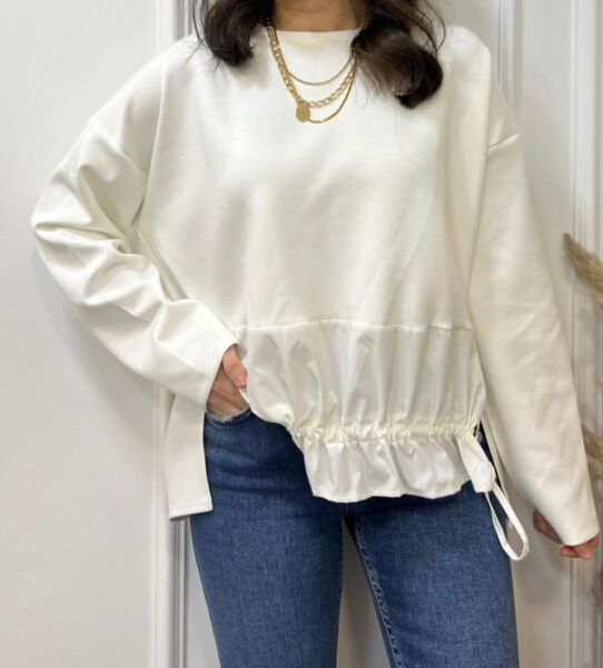 OVERSİZE PARAŞÜT KUMAŞ DETAYLI BLUZ