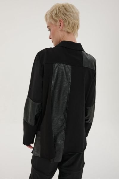 İTHAL OVERSIZE DERİ DETAYLI CEKET