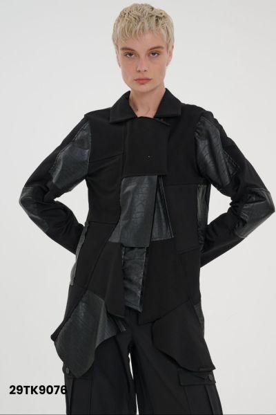 İTHAL OVERSIZE DERİ DETAYLI CEKET