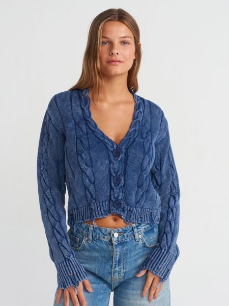 SAÇ ÖRGÜLÜ BATİK MİNİ HIRKA