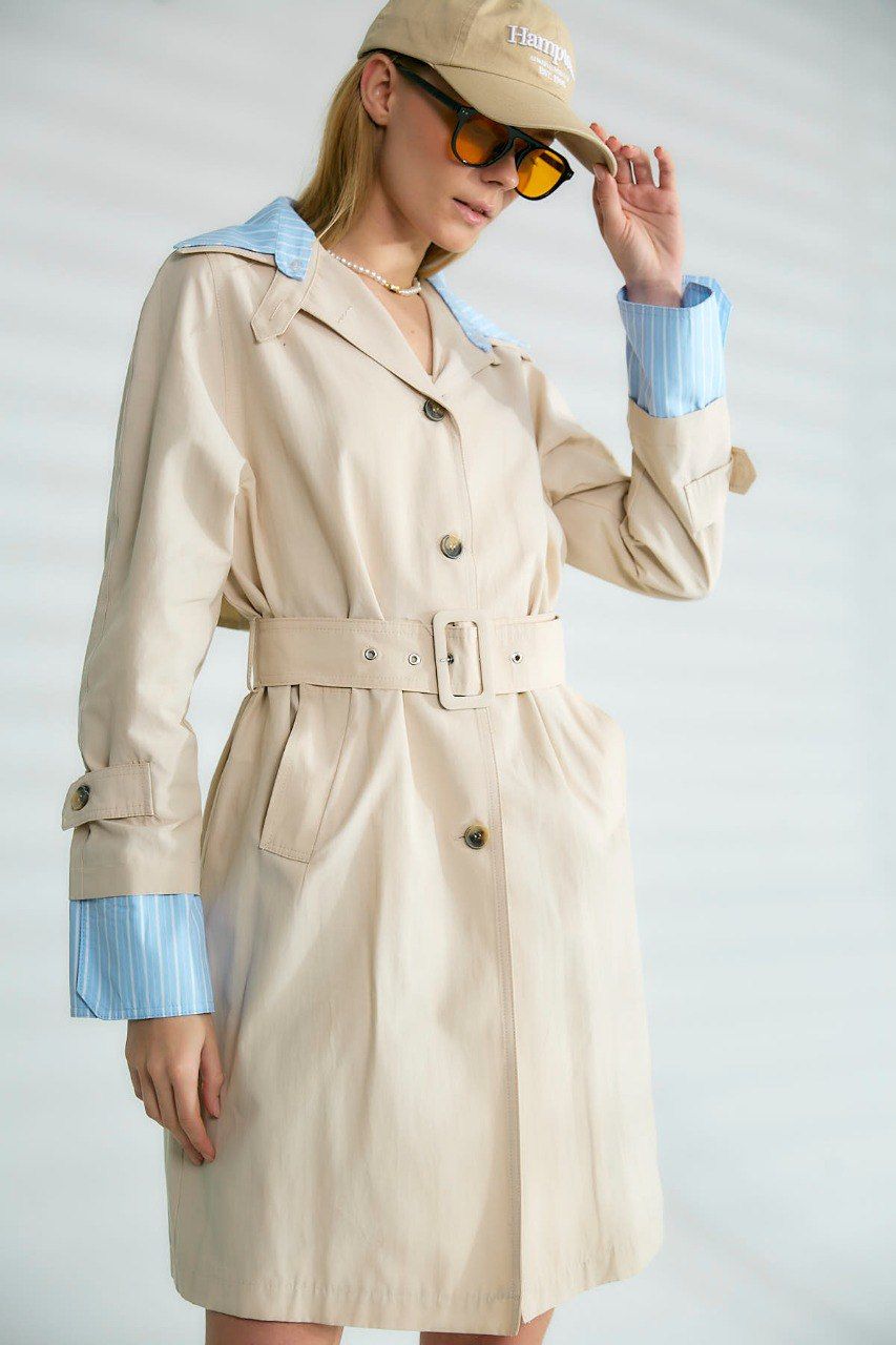 KOL VE YAKA DETAYLI MİDİ BOY TRENÇ