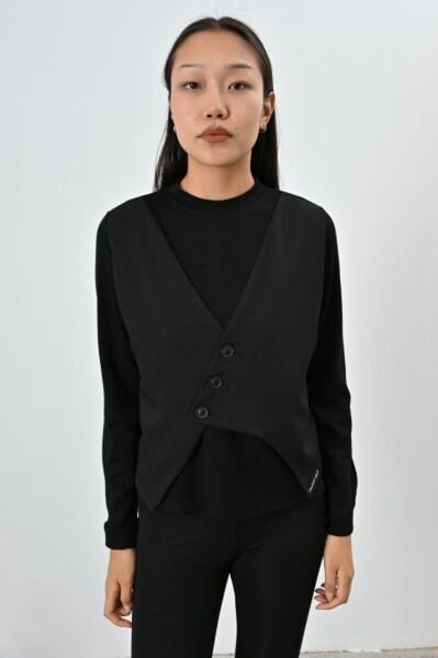 TASARIM YELEK DETAYLI MOBAL KUMAŞ SWEAT