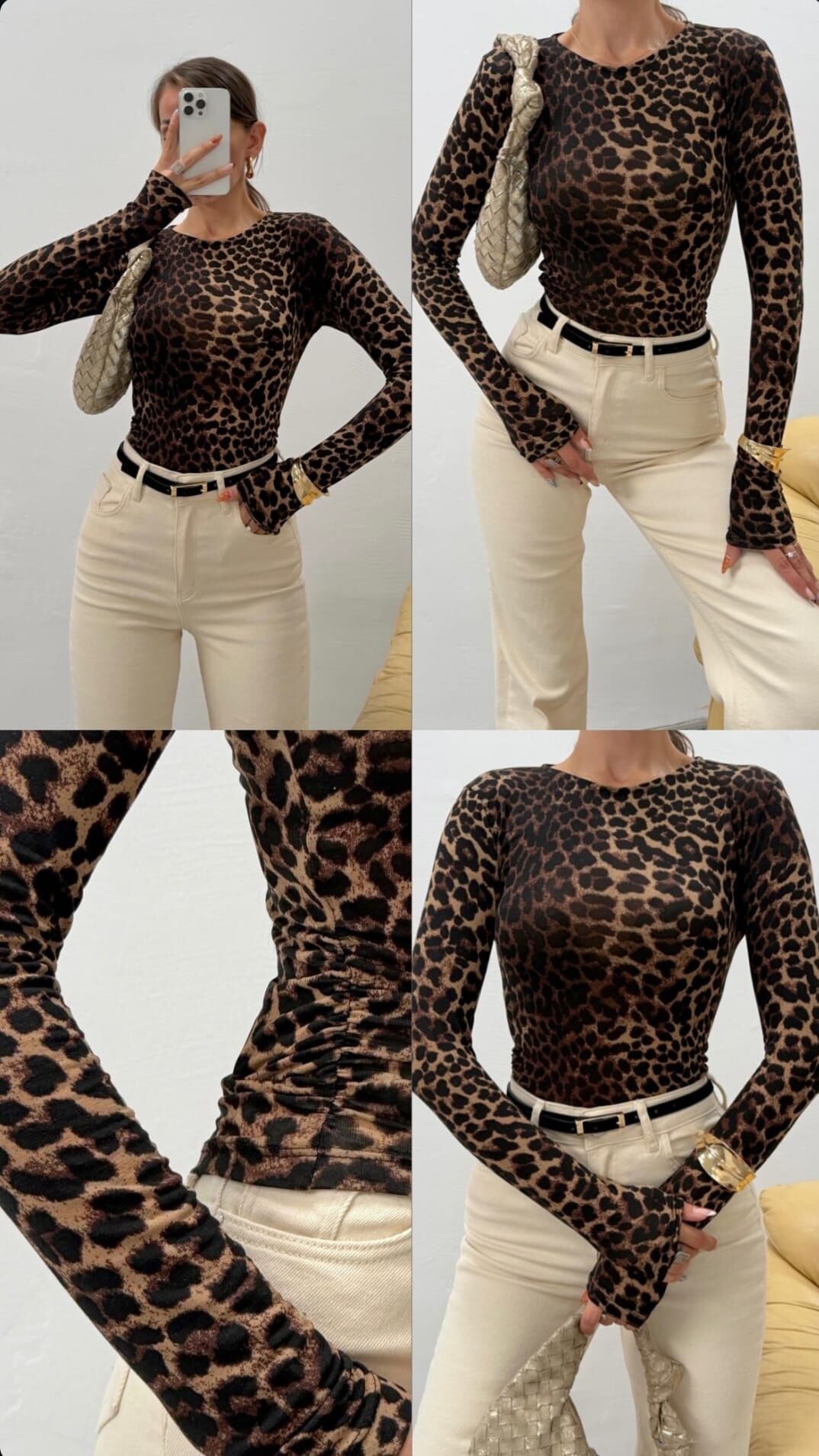 LEOPAR DESENLİ YUMUŞAK DOKULU BLUZ