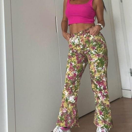 RENKLI İSPANYOL PAÇA YÜKSEK BEL KOT PANTOLON