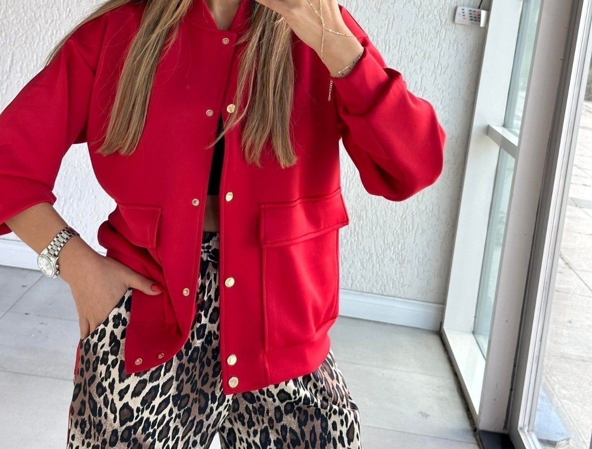 LEOPAR DETAYLI CEKETLİ  IKILI TAKIM