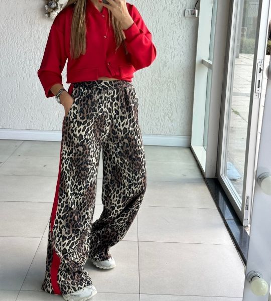 LEOPAR DETAYLI CEKETLİ  IKILI TAKIM