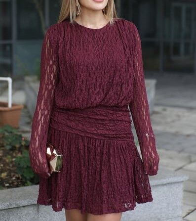 ASTARLI MİNİ DANTEL ELBİSE