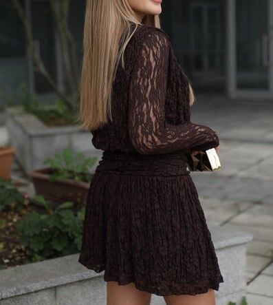 ASTARLI MİNİ DANTEL ELBİSE