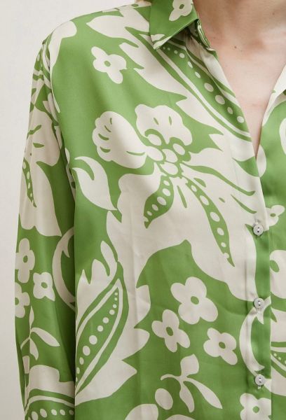 ÇİÇEK DESENLİ SATEN GÖMLEK