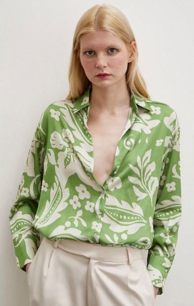 ÇİÇEK DESENLİ SATEN GÖMLEK