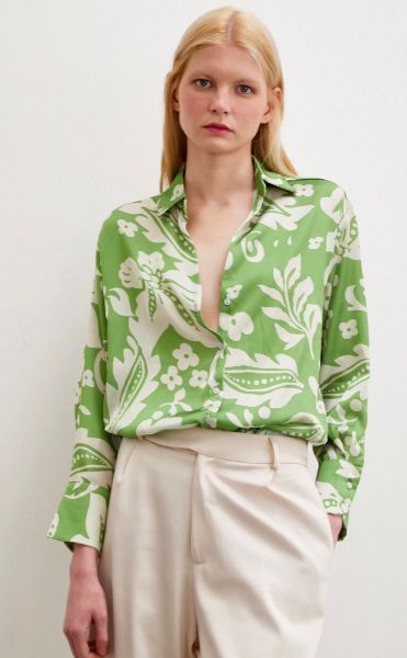 ÇİÇEK DESENLİ SATEN GÖMLEK