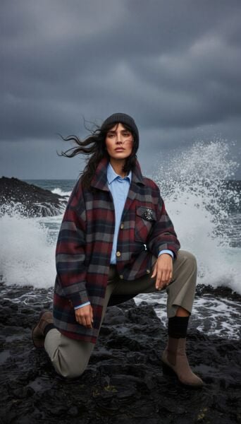 BROŞ DETAYLI ODUNCU GÖMLEK CEKET