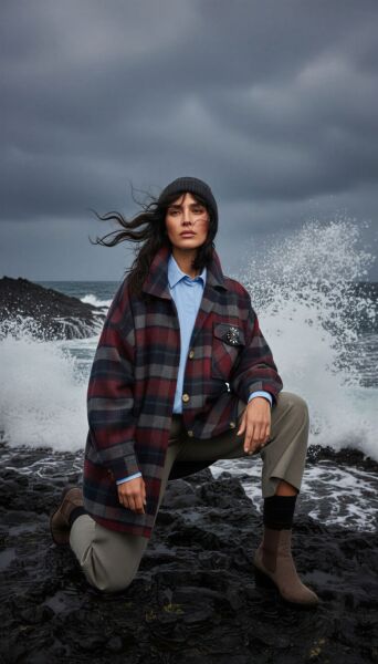 BROŞ DETAYLI ODUNCU GÖMLEK CEKET