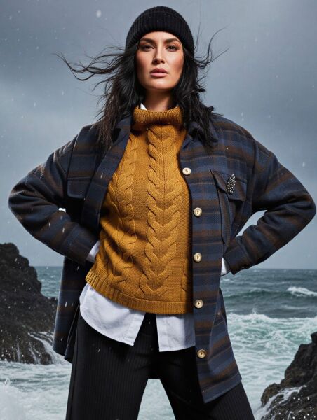 BROŞ DETAYLI ODUNCU GÖMLEK CEKET