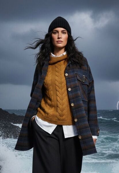 BROŞ DETAYLI ODUNCU GÖMLEK CEKET