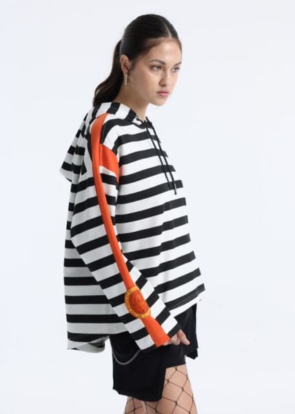 İTHAL YARASA KOL ÇİZGİLİ OVERSİZE SWEAT