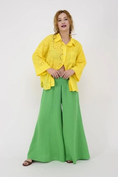 KETEN FİSTO DETAYLI GÖMLEK