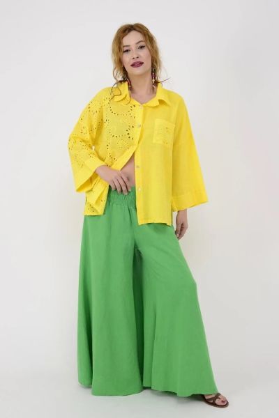 KETEN FİSTO DETAYLI GÖMLEK