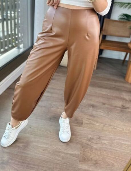 BALON MODEL LIKRALI DERİ PANTOLON