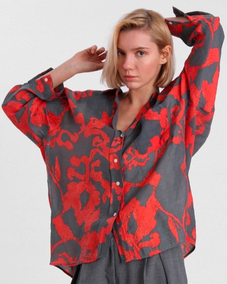 DESENLİ YARASA KOL OVERSİZE GÖMLEK