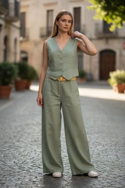 İTHAL KETEN YELEKLI TAKIM