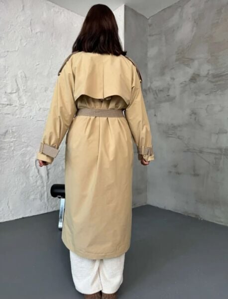 OVERSİZE EKOSE DETAYLI TRENÇ