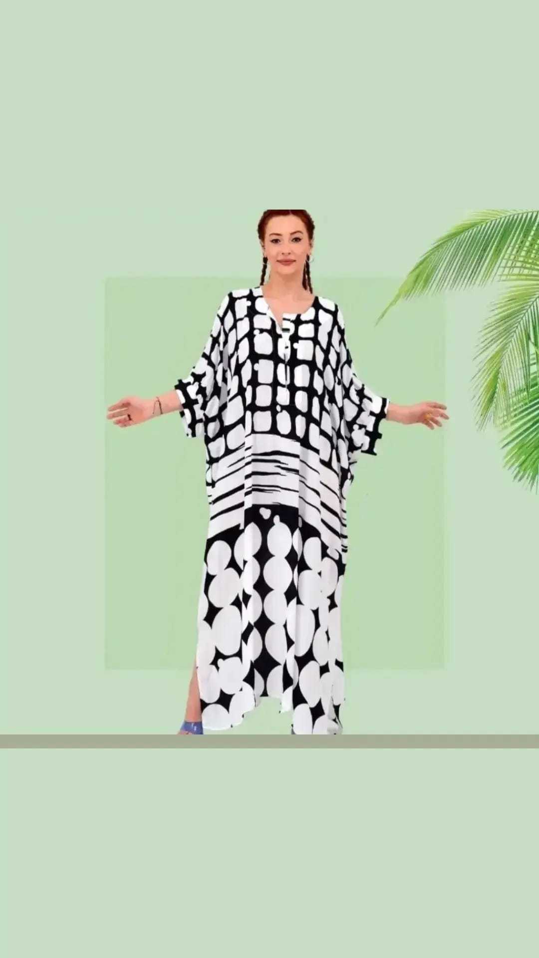 OVERSIZE PAMUKLU VISKON ELBİSE